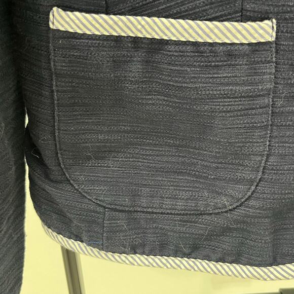 Brooks Brothers Women's Petite 12P Navy Blue With Striped Trim Blazer - Picture 7 of 7